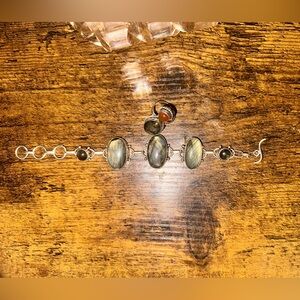 Labradorite Bracelet And ring 925 Sterling Silver